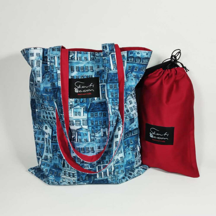Υφασμάτινη τσάντα -Tote Bag 100% Cotton OEKO TEX 100- Amsterdam houses-Διαστάσεις cm: 33χ38