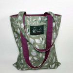 Υφασμάτινη τσάντα Tote Bag 100% Cotton OEKO TEX 100-Λαδί-Μωβ-Διαστάσεις cm: 33χ38