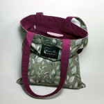 Υφασμάτινη τσάντα Tote Bag 100% Cotton OEKO TEX 100-Λαδί-Μωβ-Διαστάσεις cm: 33χ38