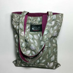 Υφασμάτινη τσάντα Tote Bag 100% Cotton OEKO TEX 100-Λαδί-Μωβ-Διαστάσεις cm: 33χ38