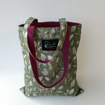 Υφασμάτινη τσάντα Tote Bag 100% Cotton OEKO TEX 100-Λαδί-Μωβ-Διαστάσεις cm: 33χ38