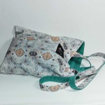 Υφασμάτινη τσάντα Tote Bag 100% Cotton OEKO TEX 100-Γεωμετρικά σχήματα σε σμαραγδί-Διαστάσεις cm: 33χ38