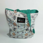 Υφασμάτινη τσάντα Tote Bag 100% Cotton OEKO TEX 100-Γεωμετρικά σχήματα σε σμαραγδί-Διαστάσεις cm: 33χ38