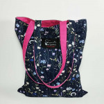 Υφασμάτινη Tote Bag 100% Βαμβακερή (OEKO-TEX) | Λουλουδάκια Μπλε | Επένδυση: Φούξια| Διαστάσεις: 33x38 cm | Με Επιλογές χρωμάτων