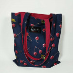Εξαντλημένη!  Υφασμάτινη τσάντα Tote Bag 100% Cotton OEKO TEX 100-Κεράσια-Μπλε-Κόκκινο-Διαστάσεις cm: 33χ38