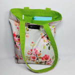 Υφασμάτινη τσάντα Tote Bag 100% Cotton OEKO TEX 100-Wild Roses in Lime-Διαστάσεις cm: 33χ38 (με επιλογές)