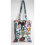 Υφασμάτινη τσάντα Tote Bag 100% Cotton OEKO TEX 100-Χρωματιστά-Φύλλα-Λευκό-Πετρόλ-Διαστάσεις cm: 33χ38  (με επιλογές )