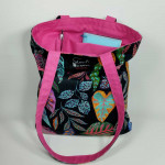 Υφασμάτινη τσάντα Tote Bag 100% Cotton OEKO TEX 100-Χρωματιστά-Φύλλα-Μαύρο-Φούξια-Διαστάσεις cm: 33χ38  (με επιλογές )
