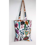 Υφασμάτινη τσάντα Tote Bag 100% Cotton OEKO TEX 100-Χρωματιστά-Φύλλα-Λευκό-Ώχρα-Διαστάσεις cm: 33χ38  (με επιλογές )
