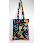 Υφασμάτινη τσάντα Tote Bag 100% Cotton OEKO TEX 100-Χρωματιστά-Φύλλα-Μαύρο-Lime-Διαστάσεις cm: 33χ38  