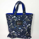 Υφασμάτινη Tote Bag 100% Βαμβακερή (OEKO-TEX) | Λουλουδάκια Μπλε | Επένδυση: Μπλε Κοβαλτίου | Διαστάσεις: 30x31 cm | Με Επιλογές χρωμάτων