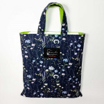 Υφασμάτινη Tote Bag 100% Βαμβακερή (OEKO-TEX) | Λουλουδάκια Μπλε | Επένδυση: Lime | Διαστάσεις: 30x31 cm | Με Επιλογές χρωμάτων