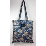 Υφασμάτινη Tote Bag 100% Βαμβακερή (OEKO-TEX) | Σχέδιο: Ντένιμ-Λουλούδια | Επένδυση: Μπλε | Διαστάσεις: 38x38 cm