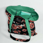 Υφασμάτινη Tote Bag 100% Βαμβακερή (OEKO-TEX) | Σχέδιο: Παιώνιες | Επένδυση: Σμαραγδί | Διαστάσεις: 38x38 cm
