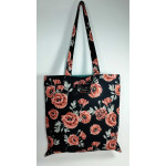 Υφασμάτινη Tote Bag 100% Βαμβακερή (OEKO-TEX) | Σχέδιο: Παιώνιες | Επένδυση: Σμαραγδί | Διαστάσεις: 38x38 cm