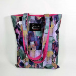 Υφασμάτινη Tote Bag 100% Βαμβακερή (OEKO-TEX) | Σχέδιο: Αφηρημένα Πολύχρωμη | Επένδυση: Φούξια | Διαστάσεις: 33x38 cm