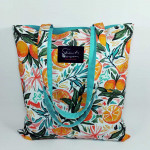 Υφασμάτινη Tote Bag 100% Βαμβακερή (OEKO-TEX) | Σχέδιο: Πορτοκάλια | Επένδυση: Aqua | Διαστάσεις: 38x38 cm