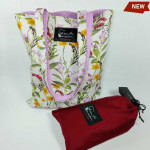 Υφασμάτινη Tote Bag 100% Βαμβακερή (OEKO-TEX) | Σχέδιο: Αγριολούλουδα | Επένδυση: Λιλά | Διαστάσεις: 33x38 cm