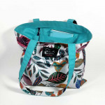 Υφασμάτινη Tote Bag 100% Βαμβακερή (OEKO-TEX) | Λευκό με Χρωματιστά Φύλλα | Επένδυση: Aqua | Διαστάσεις: 38x38 cm
