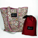 Υφασμάτινη Tote Bag 100% Βαμβακερή (OEKO-TEX) | Πολύχρωμα Μοτίβα | Επένδυση: Rosa Antico | Διαστάσεις: 38x38 cm