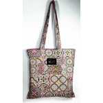 Υφασμάτινη Tote Bag 100% Βαμβακερή (OEKO-TEX) | Πολύχρωμα Μοτίβα | Επένδυση: Rosa Antico | Διαστάσεις: 38x38 cm