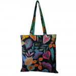 Υφασμάτινη Tote Bag 100% Βαμβακερή (OEKO-TEX) | Μαύρο με Χρωματιστά Φύλλα | Επένδυση: Σμαραγδί | Διαστάσεις: 38x38 cm
