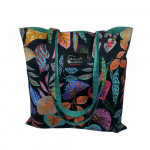 Υφασμάτινη Tote Bag 100% Βαμβακερή (OEKO-TEX) | Μαύρο με Χρωματιστά Φύλλα | Επένδυση: Σμαραγδί | Διαστάσεις: 38x38 cm