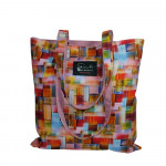 Χειροποίητη Tote Bag “Πολύχρωμα Πλακάκια” – Βαμβακερή (OEKO-TEX) – Rosa Antico Επένδυση – 38x38 cm