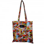 Χειροποίητη Tote Bag “Πολύχρωμα Πλακάκια” – Βαμβακερή (OEKO-TEX) – Rosa Antico Επένδυση – 38x38 cm