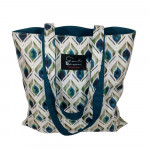 Χειροποίητη Tote Bag “Παγώνι” – Βαμβακερή (OEKO-TEX) – Πετρόλ Επένδυση – 38x38 cm